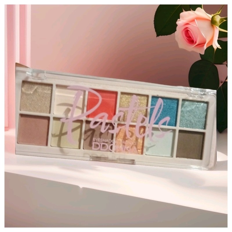 D'Donna New Pastels Palette de Fards à Paupières - 12 Nuances - Nude, Rose, Violet, Turquoise, Vert