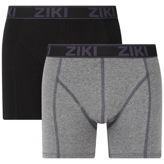Ziki Men Boxer - Bambou et Coton - 2 Pièces - Noir et Gris - Taille L