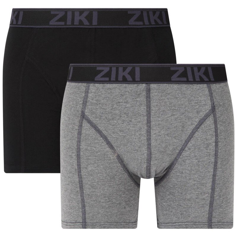 Ziki Men Boxer - Bambou et Coton - 2 Pièces - Noir et Gris - Taille L