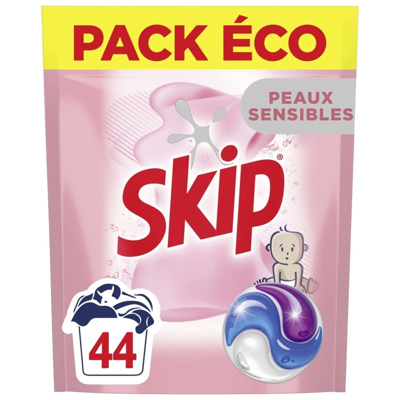 Skip Lessive Capsule Tout en 1 Peaux Sensibles - 44 Capsules