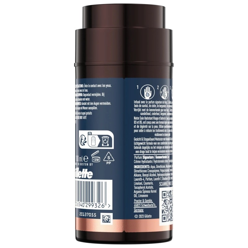 Gillette King C Hydrating Face And Beard Care - Dry Skin - 100ml