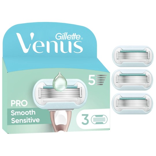 Gillette Venus Pro Smooth Sensitive Recharges de Lames de Rasoir - Peau Sensible - 3x5 Lames