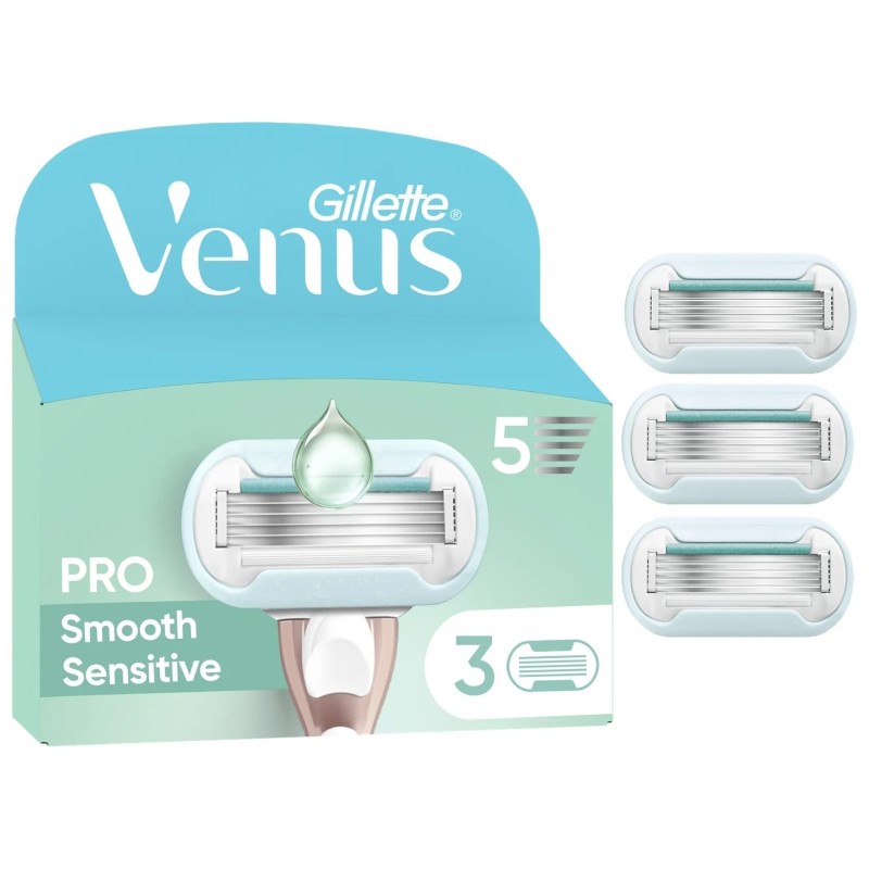 Gillette Venus Pro Smooth Sensitive Recharges de Lames de Rasoir - Peau Sensible - 3x5 Lames