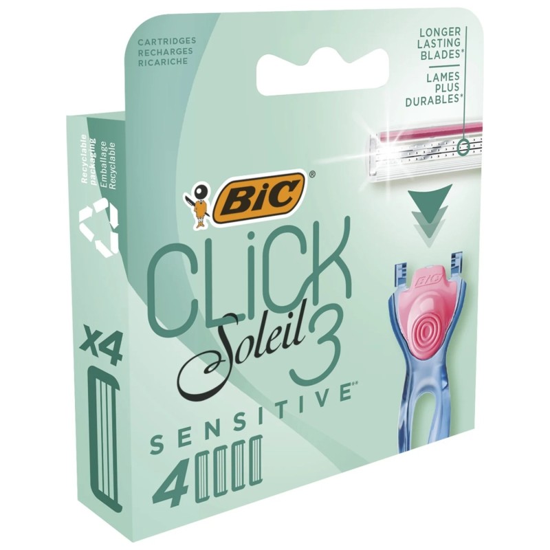 BIC Click 3 Soleil Sensitive شفرات حلاقة للنساء - 4 عبوات