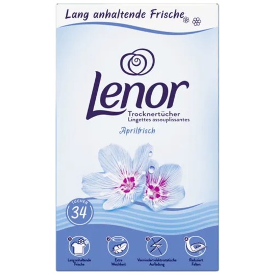 Lenor Fraîcheur d'Avril Lingettes pour Sèche-Linge - 34 Pièces