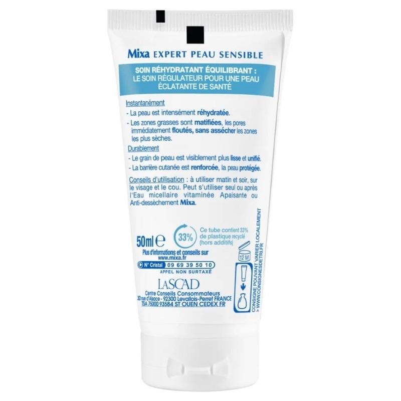 Mixa Soin Réhydratant Equilibrant Crème Visage - Peau Sensible - 50ml