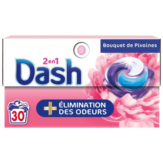 Dash 2en1 Pods Capsules Lessive - Bouquet de Pivoines - 30 Capsules