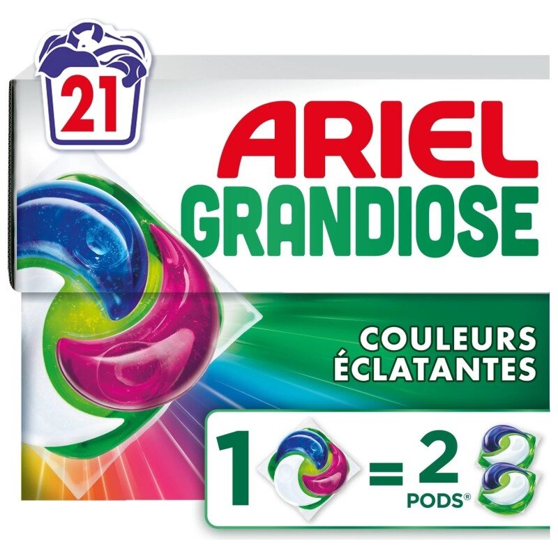 Ariel Grandiose Pods Lessive Capsules Couleurs Éclatantes - 21 Capsules