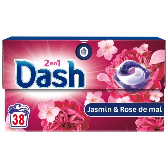 2en1- Lessive en capsule jasmin et rose de Mai la boîte de 38 capsules - 725,8g