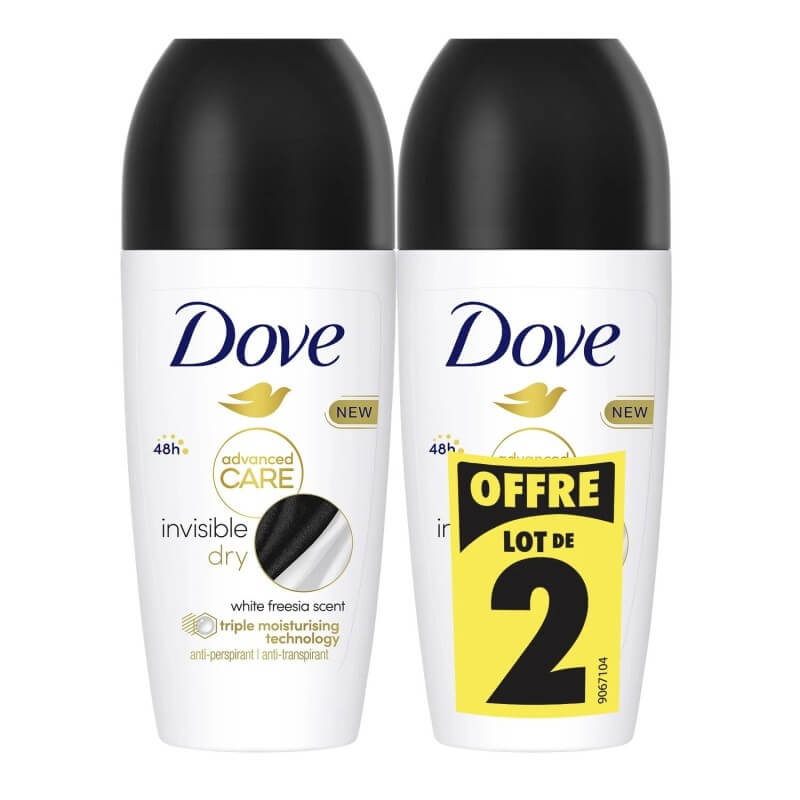 Dove Advanced Care Roll-On Anti-Perspirant Deodorant - Invisible Dry - Freesia & Violet Flower - 2x50ml
