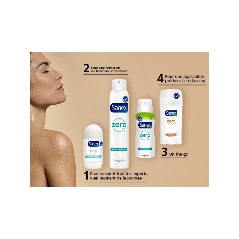 Sanex Zero% Protect & Control Déodorant Spray Compressé - Protection 48h - 100ml