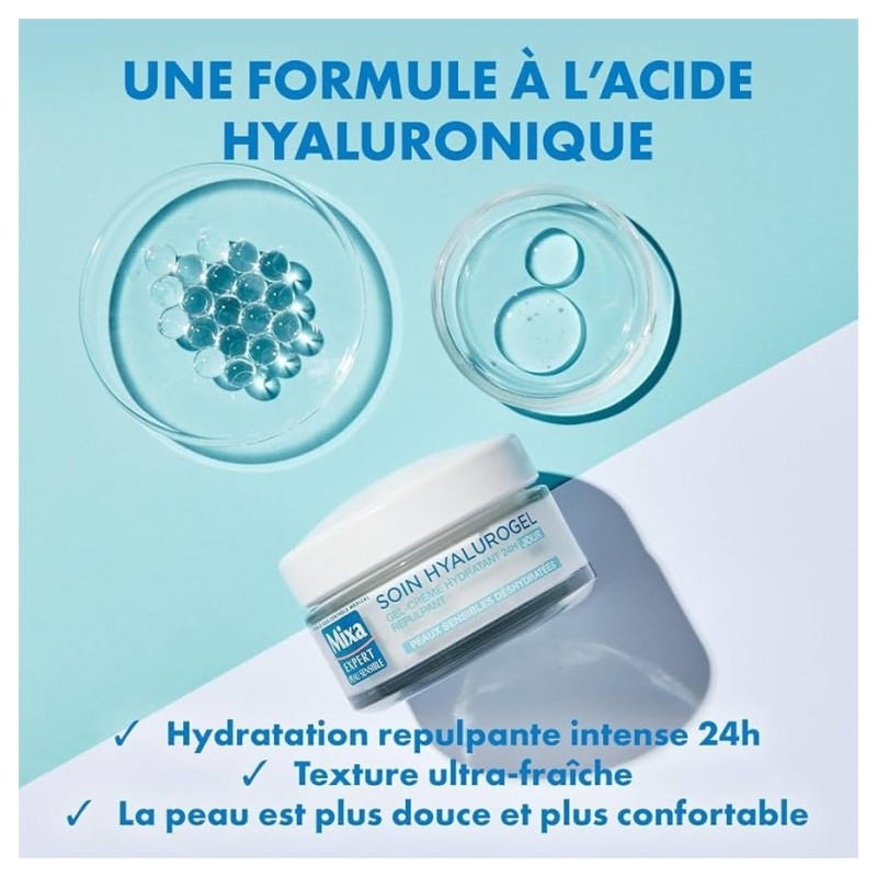 Mixa Expert Hyalurogel 24h Intensive Hydrating Gel-Cream - Sensitive Skin - 50ml