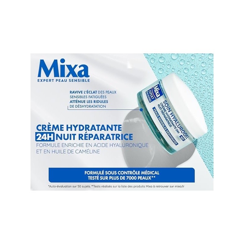 Mixa Expert Hyalurogel Gel-Crème Hydratant Intensif 24h - Peau Sensible - 50ml