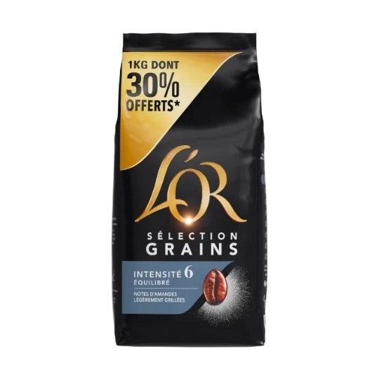 L'Or Sélection Café en Grains - Intensité 6 - Équilibré - 1kg