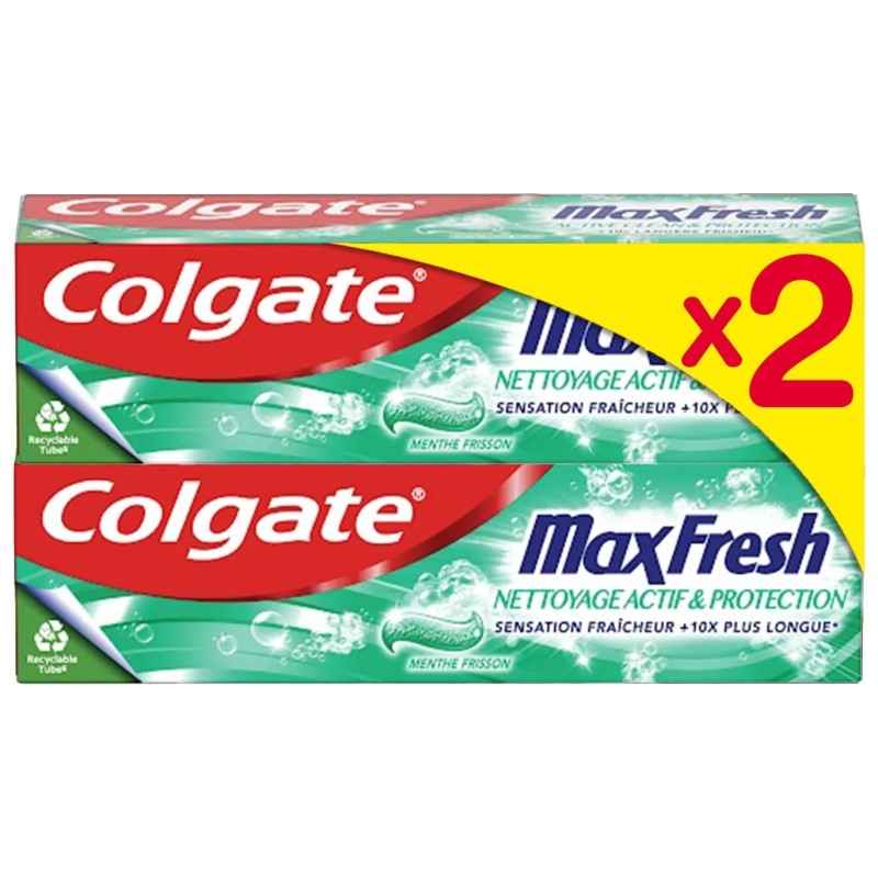 Colgate Max Fresh Toothpaste Active Cleaning And Protection - Chill Mint - 2x75ml