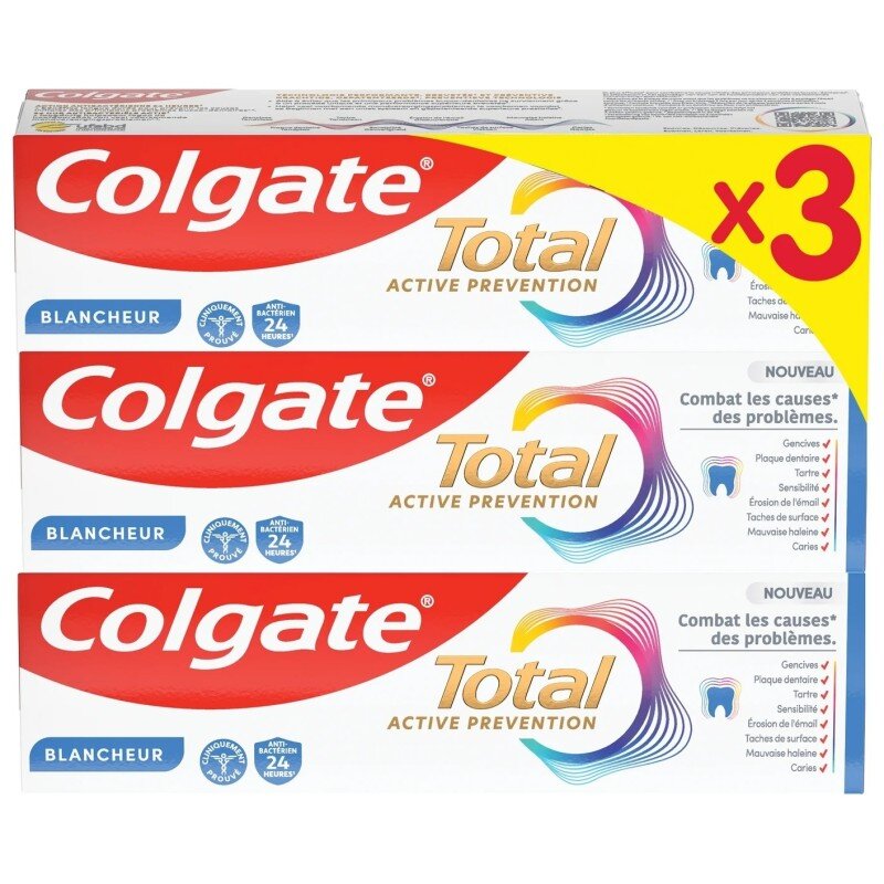 Colgate Total Active Prevention Whitening Toothpaste - Pack 3x75ml