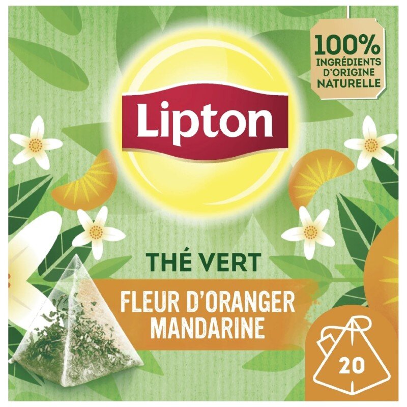 Lipton Thé Vert Fleur d'Oranger Mandarine - Boîte de 20 Sachets