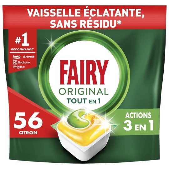 Fairy Original Tablettes Lave-Vaisselle Tout en 1 - Citron - 56 Tablettes
