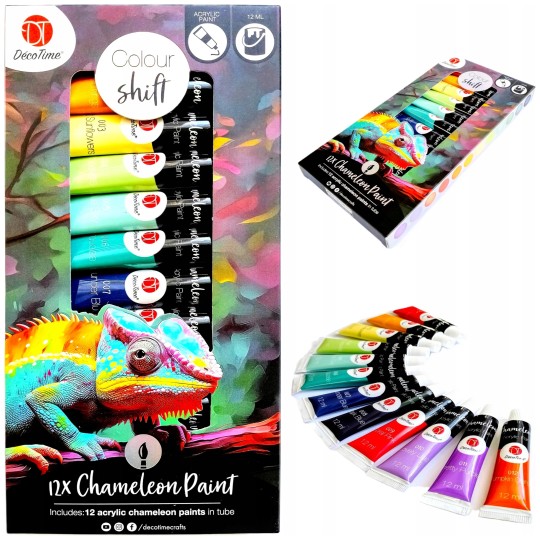 Decotime Peintures Acryliques Caméléon Brillantes - 12 Tubes de 12ml