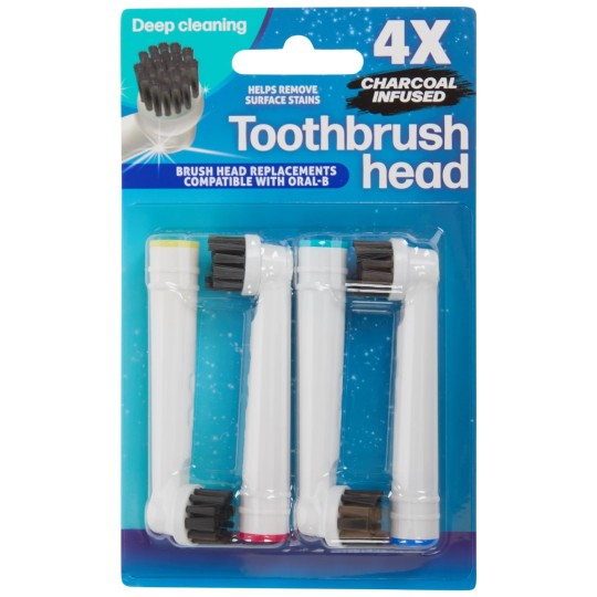 Deep Cleaning Têtes de Brosse à Dents Électrique Compatible Oral-B au Charbon Actif - 4 Pièces