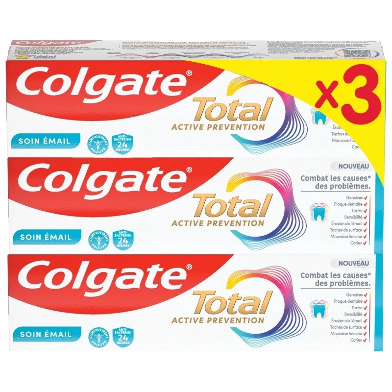 Colgate Total Active Prevention Toothpaste Enamel Care - Pack Of 3 X 75ml