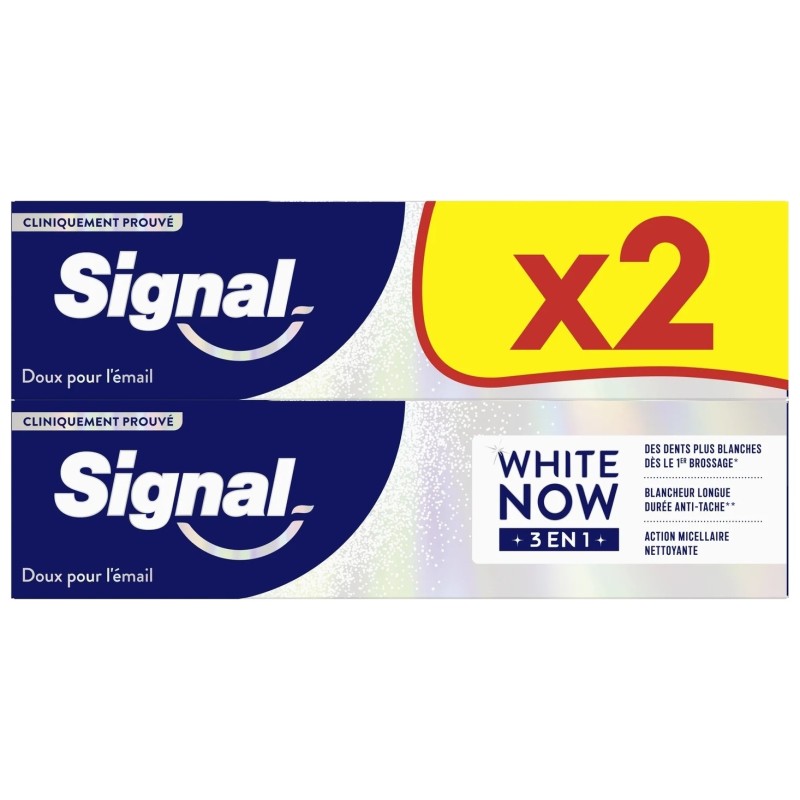 Signal White Now معجون أسنان تبييض 3في1 - عبوة من 2x75مل