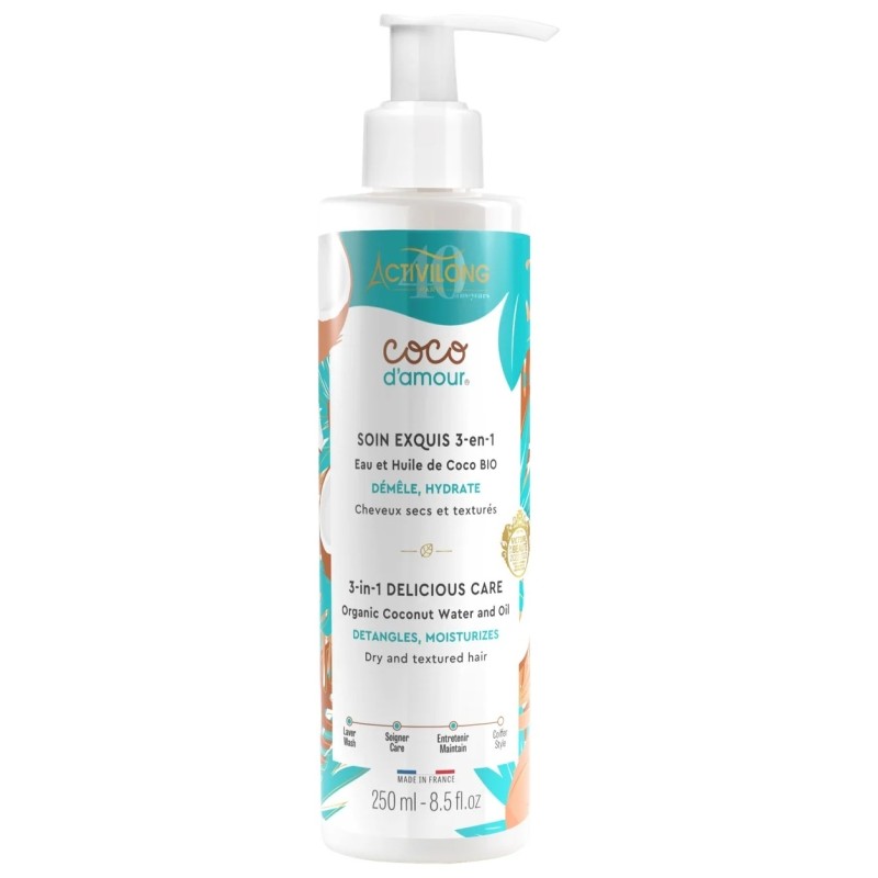 Activilong Soin Cheveux 3 en 1 Démêlant Hydratant Nourrissant - Cheveux Secs et Texturés - 260ml