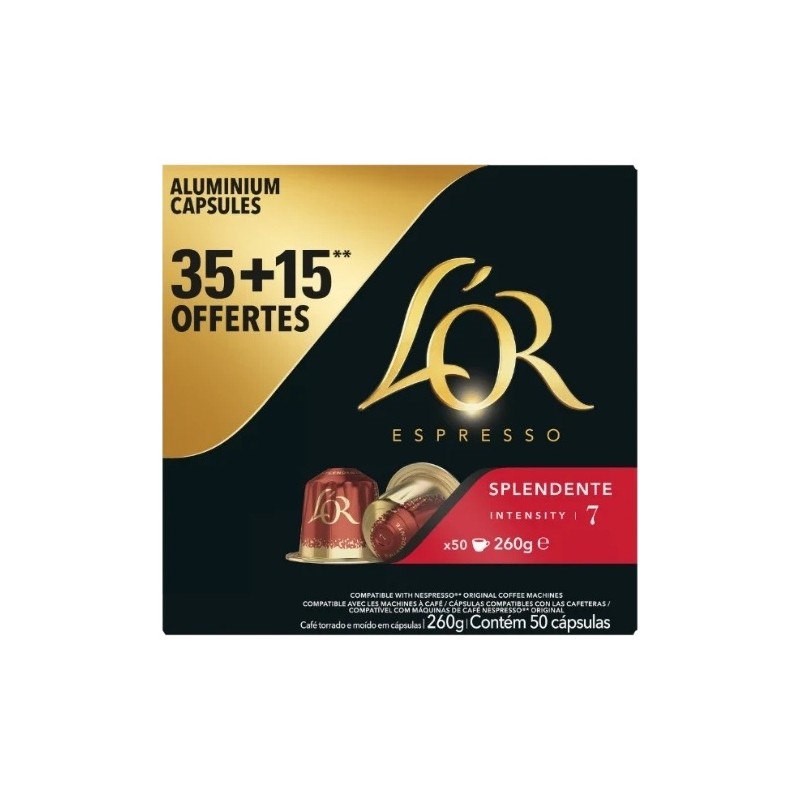 L'Or Espresso Splendente Capsules Café - Intensité 7 - Compatible Nespresso - 50 Capsules