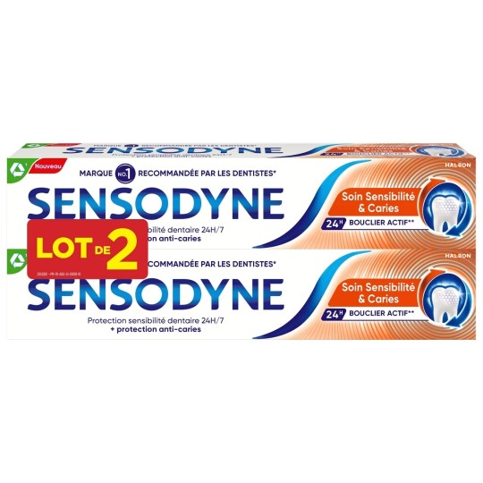 Sensodyne Soin Sensibilité et Caries Dentifrice - 2x75ml