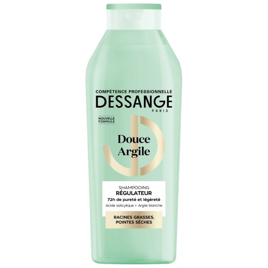 Dessange Douce Argile Shampoing Rééquilibrant - Cuir Chevelu Gras et Pointes Sèches - 280ml