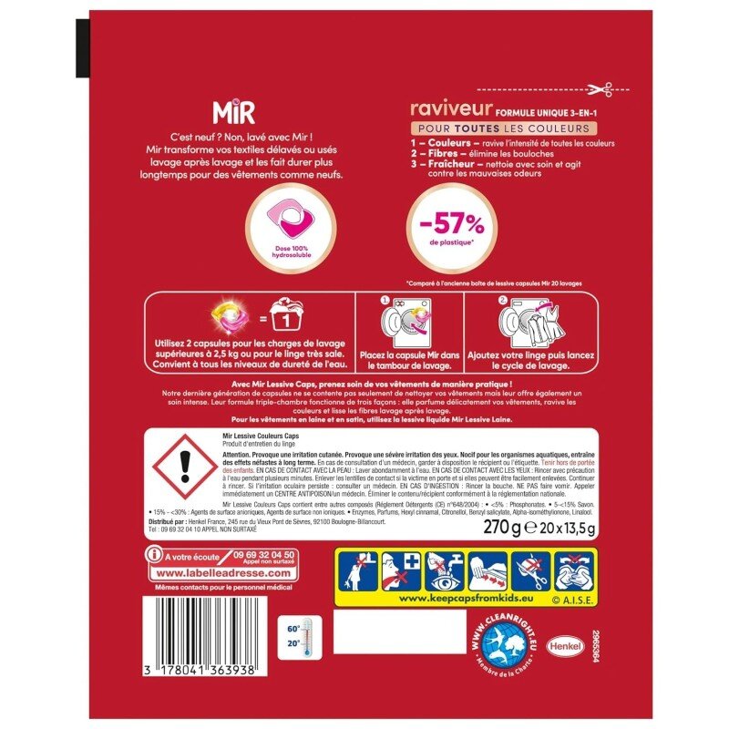 Mir Raviveur Couleurs Capsules Lessive - 20 Lavages