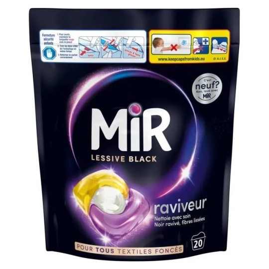 Mir Black Lessive Capsule Raviveur - Textiles Foncés - 20 Lavages