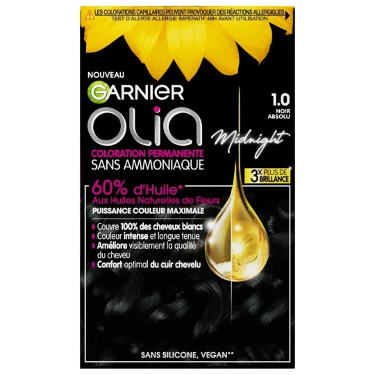 Garnier Olia Coloration Permanente Sans Ammoniaque - 1.0 Noir Absolu