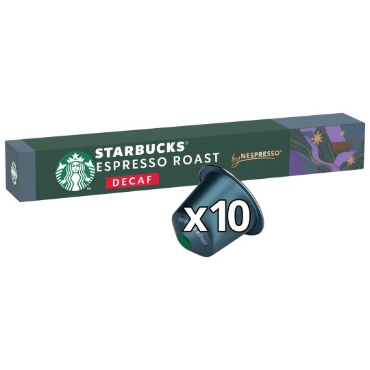 Starbucks Espresso Roast Capsules Café Décaféiné - Intensité 11 - Compatible Nespresso - 10 Capsules