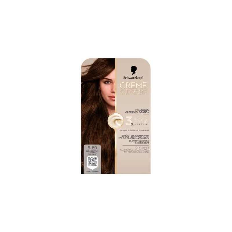 Schwarzkopf Supreme Crème Soin Coloration Permanente  - Couvre 100% Cheveux Blancs  - Châtain Chocolat 5-69