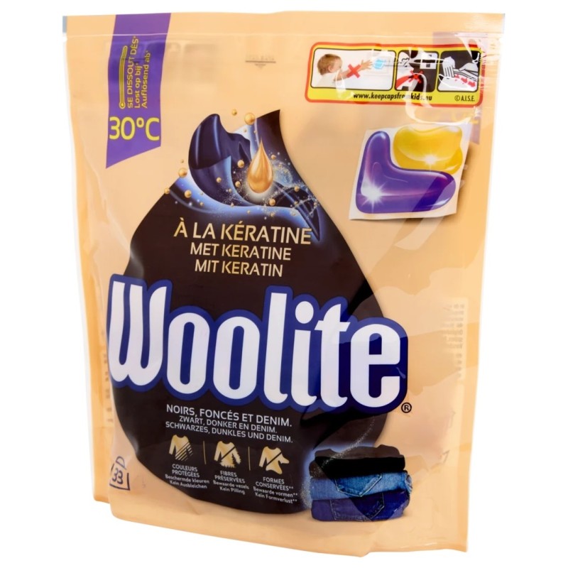 Woolite Capsules Lessive Noir, Foncé & Denim - 33 Capsules (660g)