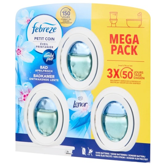 Ambi Pur Febreze Désodorisant Manuel Concentré - Salle de Bains/toilettes - 3x22.5ml - Éveil Printanier
