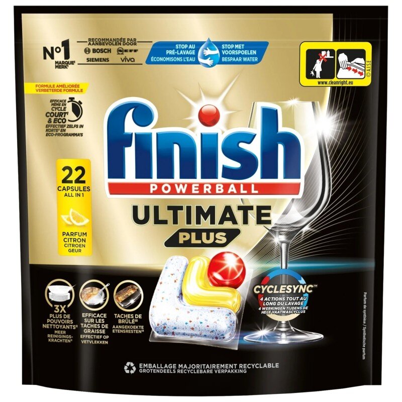 Finish Ultimate Plus Capsules Lave-Vaisselle Citron X22