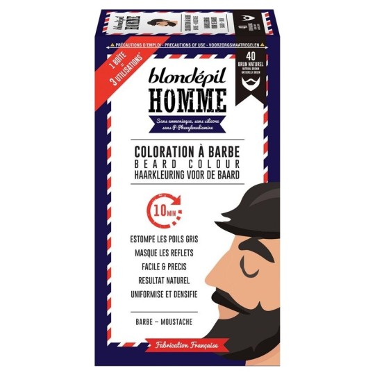 Blondépil Homme Coloration Barbe et Moustache - Brun Naturel 40