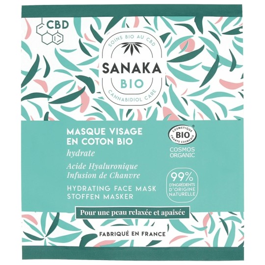 Sanaka Bio Masque Tissu Visage Hydratant Apaisant - Cbd & Chanvre Bio - Coton Bio