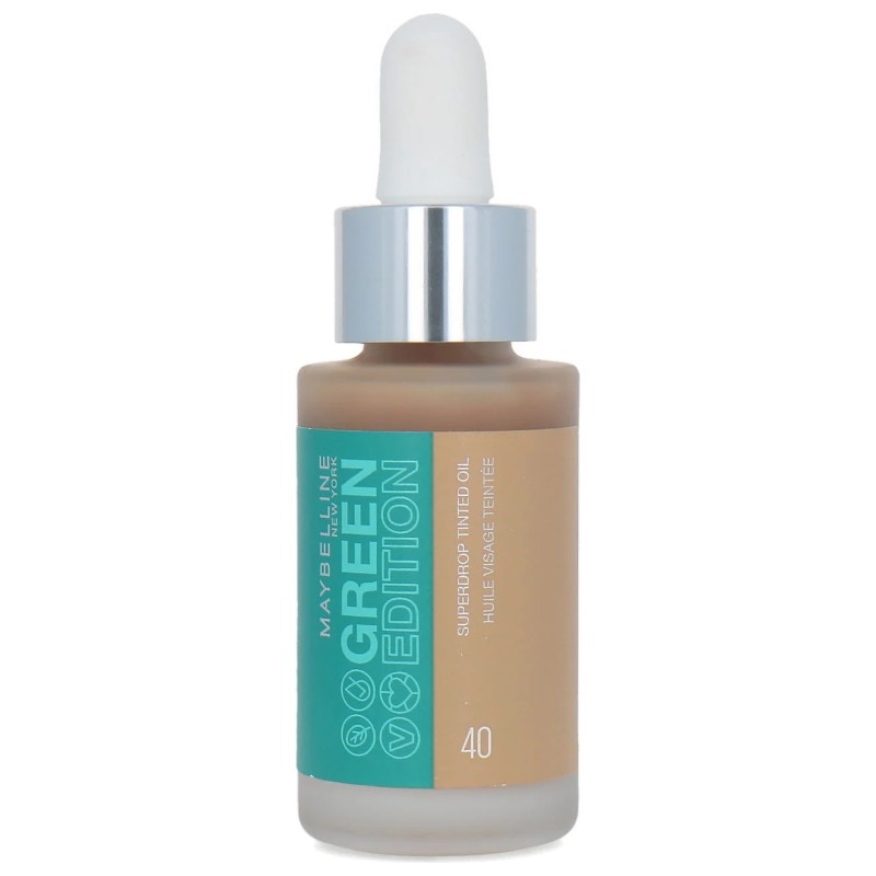 Maybelline New York Green Edition Superdrop Tinted Oil Fond de Teint Huile Sèche Teintée Visage - 20ml - Teinte 40