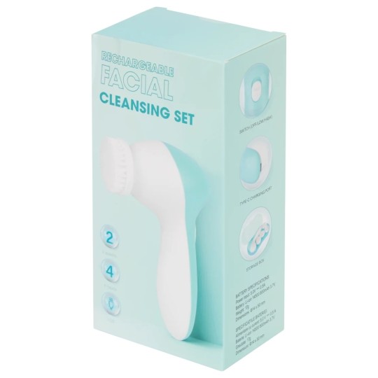 Brosse de Nettoyage Électrique Visage - 4 Embouts - Bleu