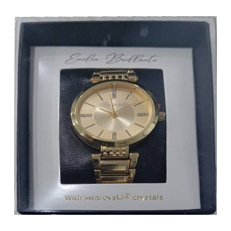 Swarovski Montre Femme avec Cristaux - Cadran Rond - Gold