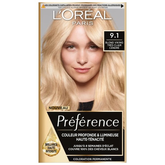 L'Oréal Paris Préférence Coloration Permanente - Oslo Blond Très Clair Cendré 9.1