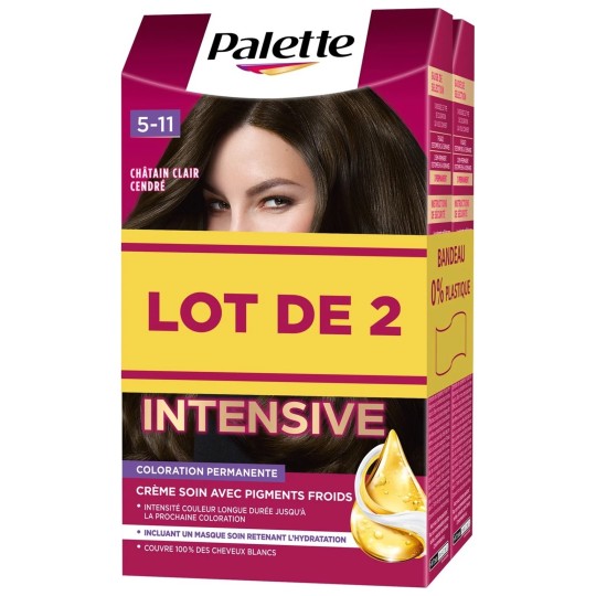 Schwarzkopf Palette Coloration Permanente - Cheveux - 2x1 Unité - Châtain Clair Cendré 5.11