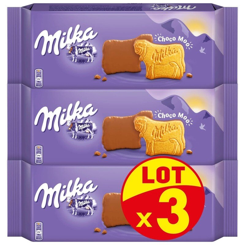 Milka Choco Moo Biscuits Nappés au Chocolat au Lait - 3x200g