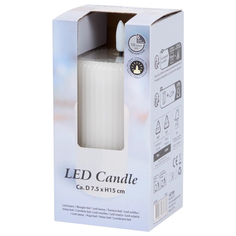 Led Candle Warm Light - Ribbed Relief - 6h/18h Timer Function - Pink