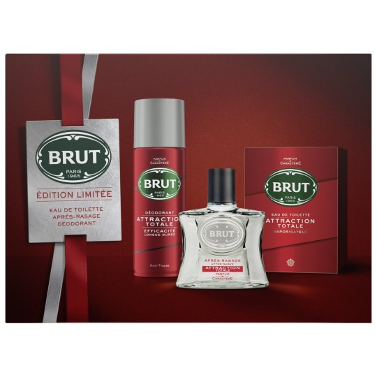 Brut Attraction Totale Coffret Cadeau Homme - 3 Produits (eau de Toilette 100ml + Déodorant 200ml + Après-Rasage 100ml)