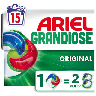 Ariel Grandiose Capsules de Lessive O-Riginal - 2x Action Détachante et Anti-Odeur - X15 Capsules