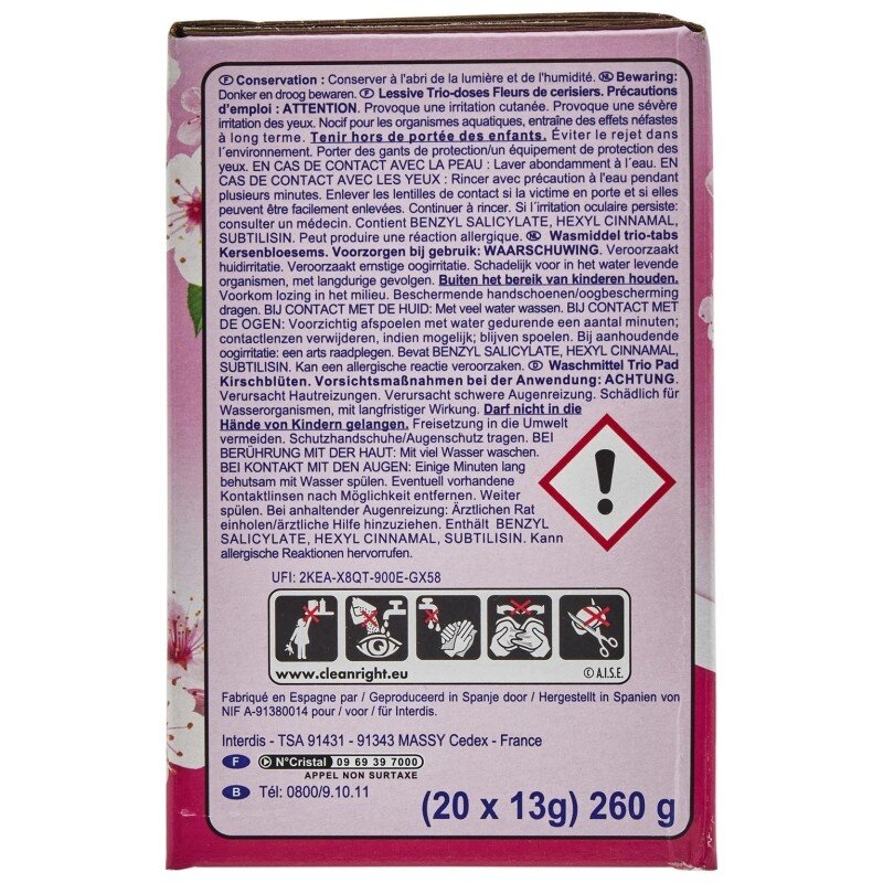 Carrefour Essential Lessive Capsules 3en1 Fleurs de Cerisier X20